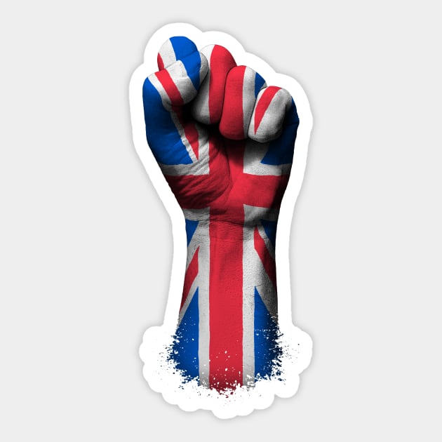 Flag of United Kingdom on a Raised Clenched Fist Sticker by jeffbartels